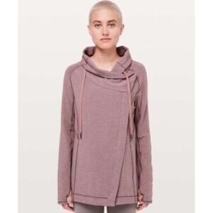 Lululemon Cardigan Women's 6 Coast Wrap Heathered Mody Chalky Rose Open Front